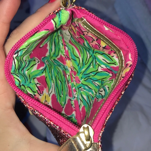 Lilly Pulitzer pink glitter coin purse - Picture 3 of 4